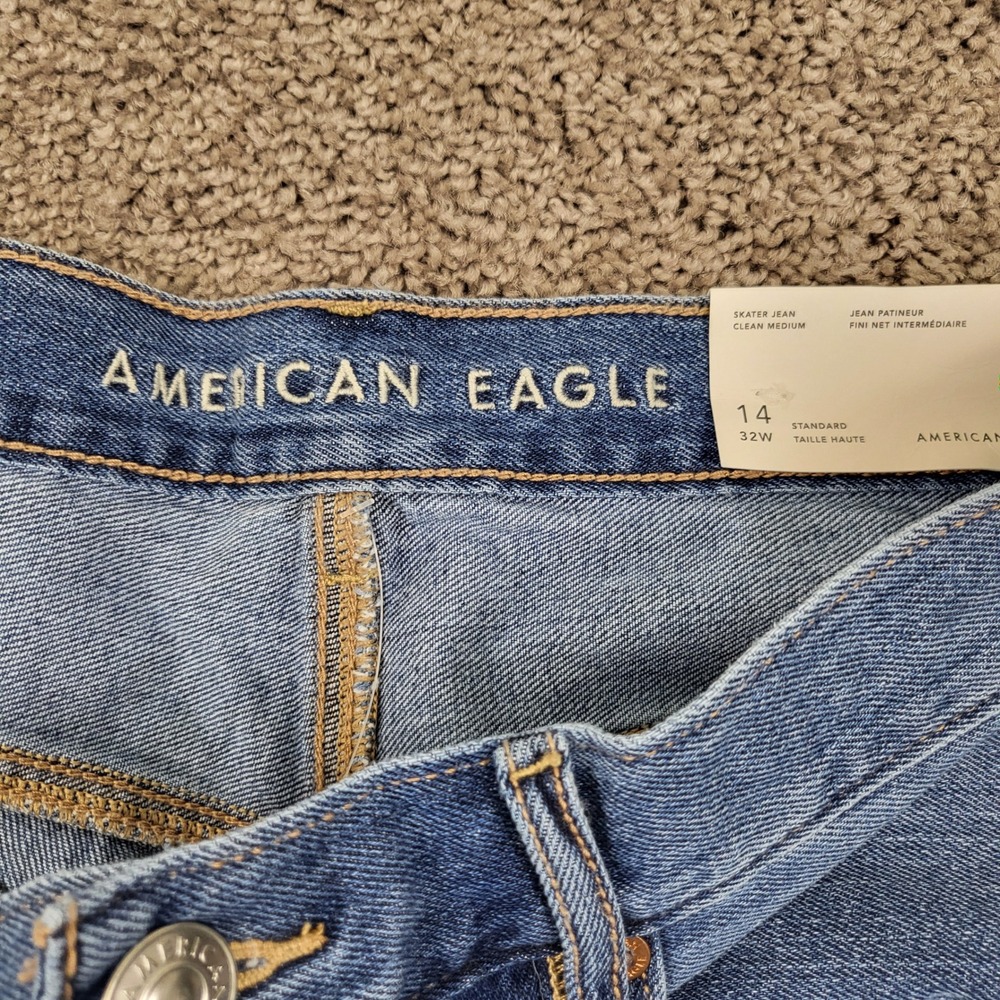 American Eagle Womens Skater Jean High Rise Wide Leg Baggy 90s Denim NWT Size 14 - Picture 4 of 8